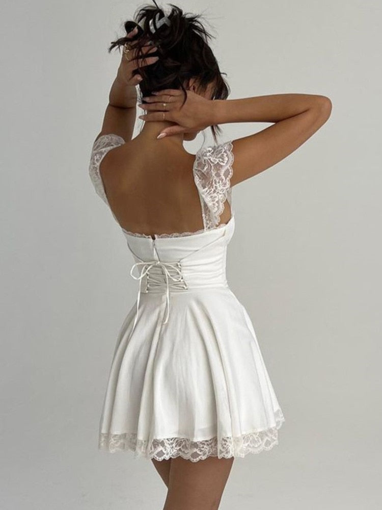 Mozi - Elegant White Mini Dress for summer